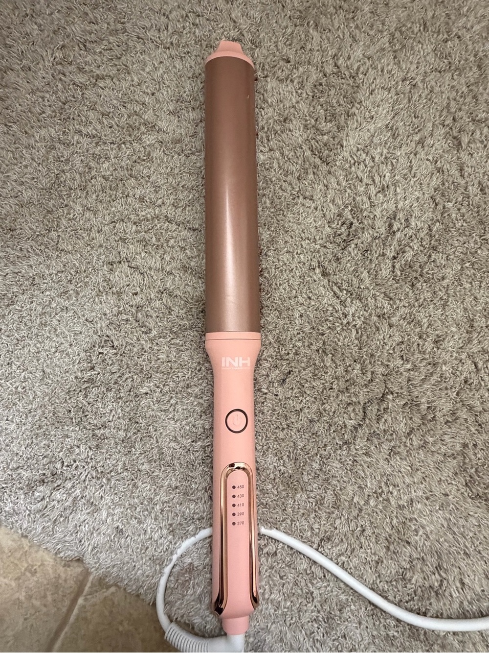 INH Pink and Rose Gold Curling Wand — Sleek Ceramic Barrel Styling Tool